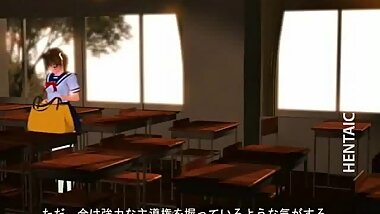 Shy 3D anime schoolgirl show tits