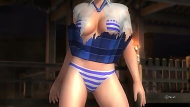 Dead or alive 5 sexy blonde MILF Tina in schoolgirl uniform windy upskirt !
