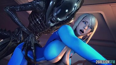 Samus Aran VS Xenomorph sero suit SFM MONSTER (26REGIONSFM)
