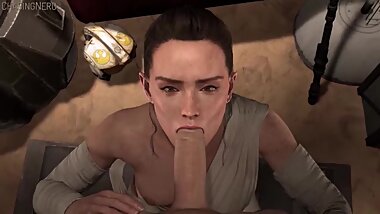 Star Wars: Rey Blowjob 3D Animation