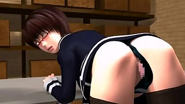 3D girl get banged by toy and by bald man