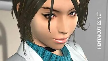 Horny 3D hentai slut eats prick