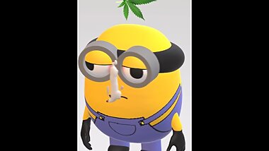 young dirty minion putting a little green in mouth