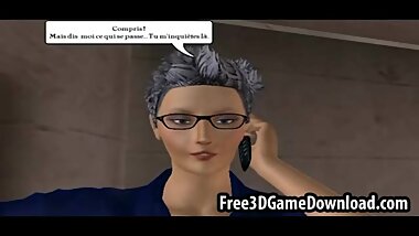 Hot interracial lesbian couple in a 3d cartoon animated game