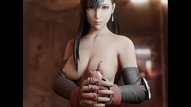Tifa - Two handed handjob best 3D Hentai
