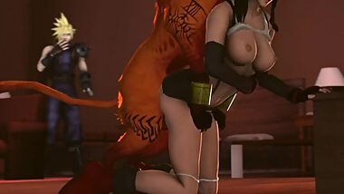 Final Fantasy Yiff - cloud strife red xiii tifa lockhart