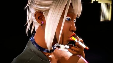 Tanned Bimbo Smokes a Cigarette (3d Hentai)