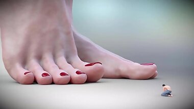 3D giantess barefoot crush