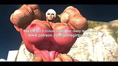 Female Muscle Mountain - 3D Animation