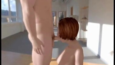 3d animated redhead blowing a big cock