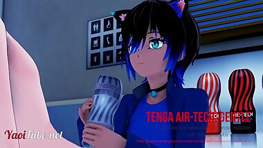Yaoi 3D - Nekoboy uses a Tenga Air-tech Gentle with his friend Catboy