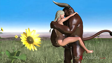 Trans sweet schoolgirl fucked hard by cruel minotaur outdoor