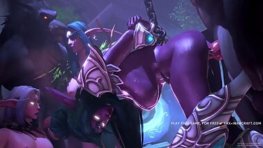 World of Warcraft Night elf Tyrande 3D monster fuck with sound
