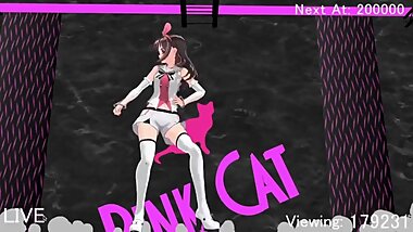 Kizuna Ai performs a naughty shame dance in front of the audience