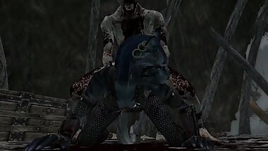 Khajiiti Teen Abused and Entranced by a Vampiric Falmer