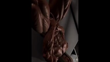 3D FBB fingers Herself and Pops her Abs