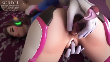 D.Va playing with her self