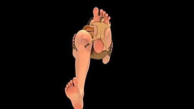Sticked under foot giantess