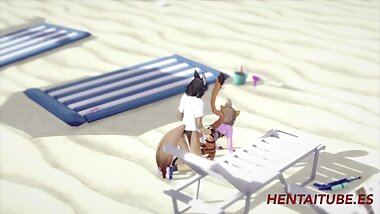 Furry Hentai - Wolf Fucks Cat in the Beach