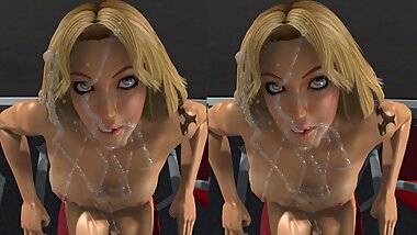 Rumble Roses Dixie Clemets cumshot (stereoscopic)
