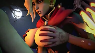 Halloween Mercy Witch Titjob (by 1kmspaint)