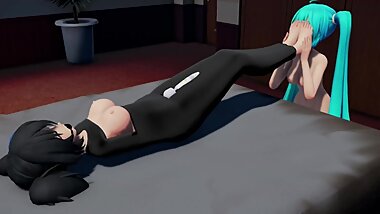 Miku eats Ruko's feet [Wrap Edition] (Yuri Bondage / Foot Fetish)