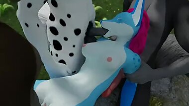 Blue fox fucked by group in public [First post, I don't own the vid]