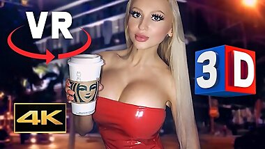 VR 3D 4K - BIG FAKE TITS SEXY MODEL VIRTUAL REALITY DATE GIRL BIMBO DOLL