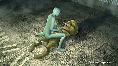 Alien monster attacks a real juicy pussy cat! The invasion has begun!