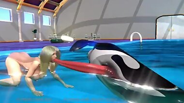 3D dolphin and woman oral sex