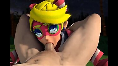 ARMS Twintelle, Min Min and Ribbon Girl 3D Futa!