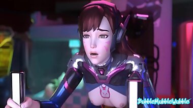 Dva Gets Penetrated By Mechanical Bull While Playing Video Games