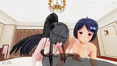 Love Hina - Shinobu and Motoko Double BJ