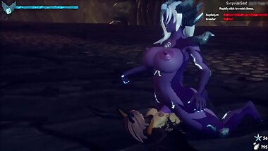 Purple futa demon fucking bats in a cave.