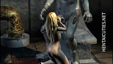 Horny 3D hentai bitch suck a huge penis