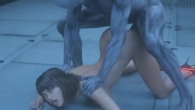 3D Zombie Destroyed All Her Fuck Holes!