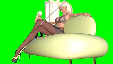 3D minidickgirl loves girlfriends legs in nylon