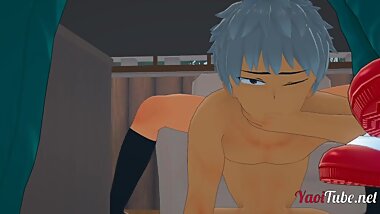 Boku No Hero Yaoi - Deku fucks Bakugou under the table while talking to Todoroki and Kaminari
