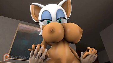 Rouge The Bat gets fucked and her tits sucked