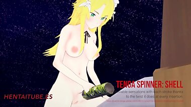 Hentai Futanari 3D - Cute Futanari jerk off with Tenga Spinner Shell