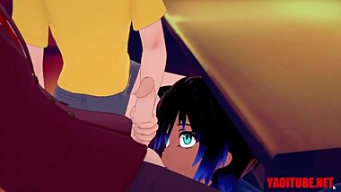 Yaoi 3D - Nekoboy licks Foxboy's dick while other Nekoboy jerkoff him