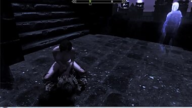 Skyrim Serana. Girl fucked hard by a monster, skeleton