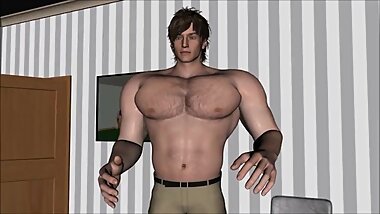Huge 3d rendered muscle god