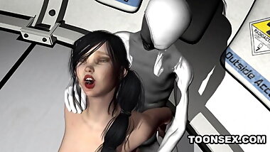 Foxy 3D Brunette Getting Fucked by an Alien