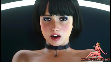 3D Hentai - Brunette Milf has sex in Virtual Reality - 3D
