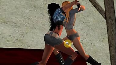 3D titfight and moaning