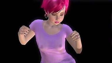 3D doll #2  dancing see through purple chemise