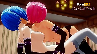 Ram caught Ram for masturbation [CM3D2][Re:zero]