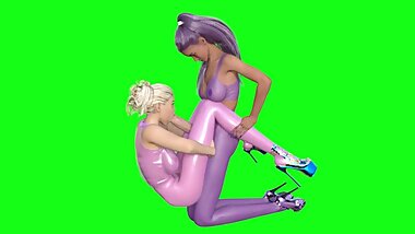 3D dickgirl gets blowjob from girlfriend both in nylon pantyhoses