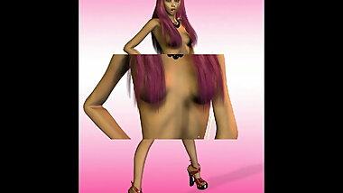 Purple hair futanari